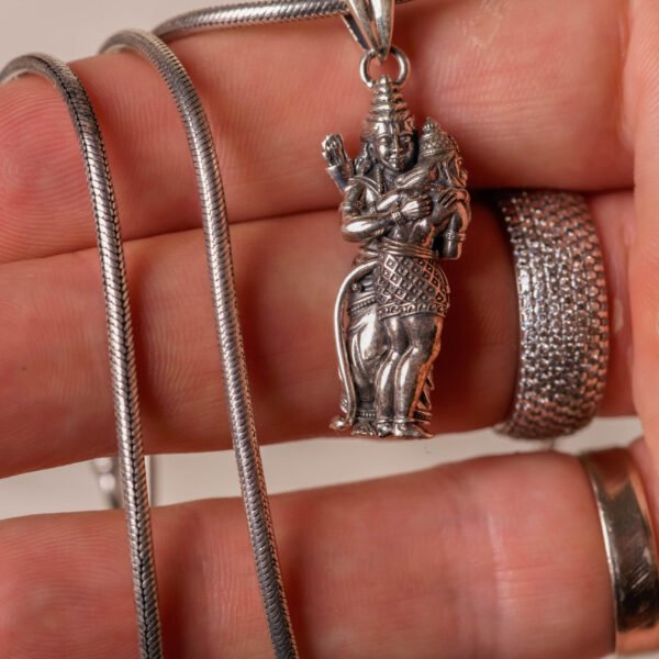 Lord rama with Hanuman silver pendant  with Silver Chain  ,Handmade necklace - hare krishna kanthi mala, , Krishna Style, Holy Hanuman