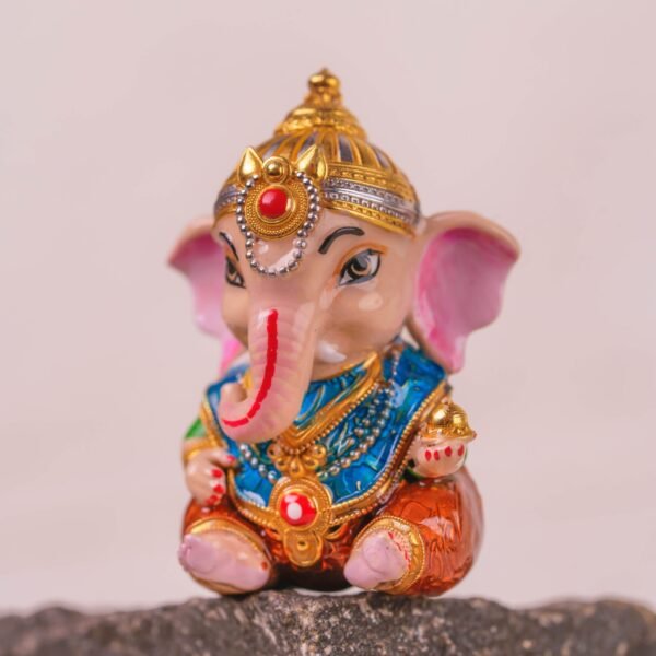 Ganesha Goddess of knowledge, Indian demigods, silver figurine of high quality, handmade Hare Krishna. decoder for home or Car