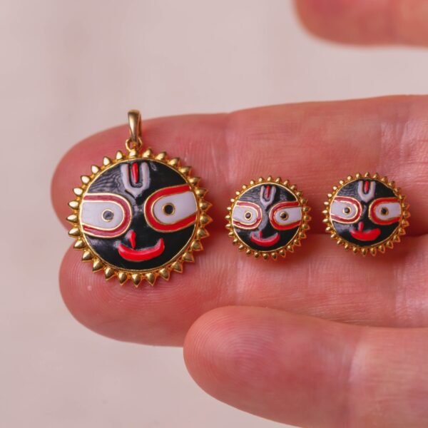 Jagannath  Gold Pendant with Earrings 10 Karat original gold.