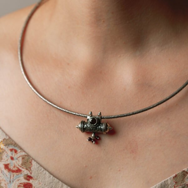 Silver choker with Silver Kavacha pendant for Vaishnavas, Hare Krishna,925 sterling Silver
