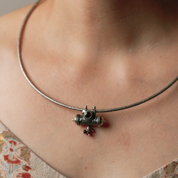 Silver choker with Silver Kavacha pendant  for Vaishnavas, Hare Krishna,925 sterling Silver