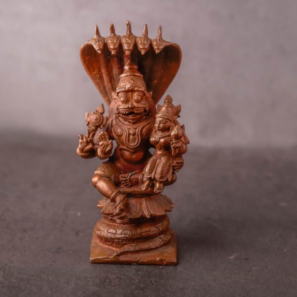Copper Statue Laxmi Nrisimhadev, Religious Pooja and Home Decoration Showpiece Décor Office Temple 3.8 Inch