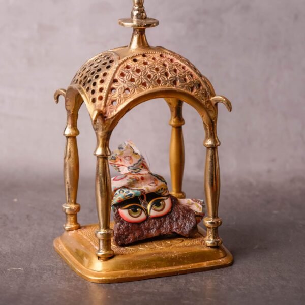 Divine brass Singhasan for Govardhan Shila 7 inches - Sacred Seat for Giriraj Maharaj or Shaligramm. Just Asana without Govardhan Shila!