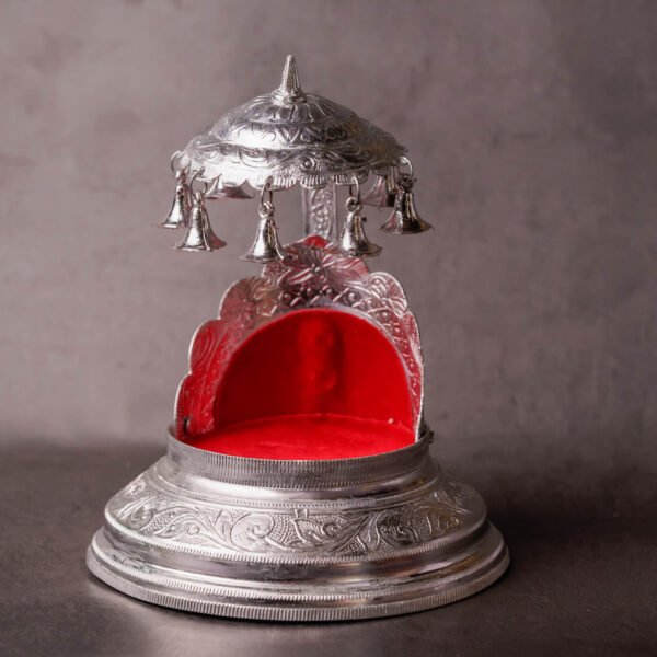 Divine Aluminium Singhasan for Govardhan Shila 7 inches- Sacred Seat for Giriraj Maharaj or Shaligramm. Just Asana without Govardhan Shila!