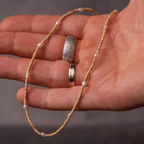 Pure Tulasi mala 1 round with Original pearls and silver lock -Handmade tulsi kanthimala Hare Krishna mala.