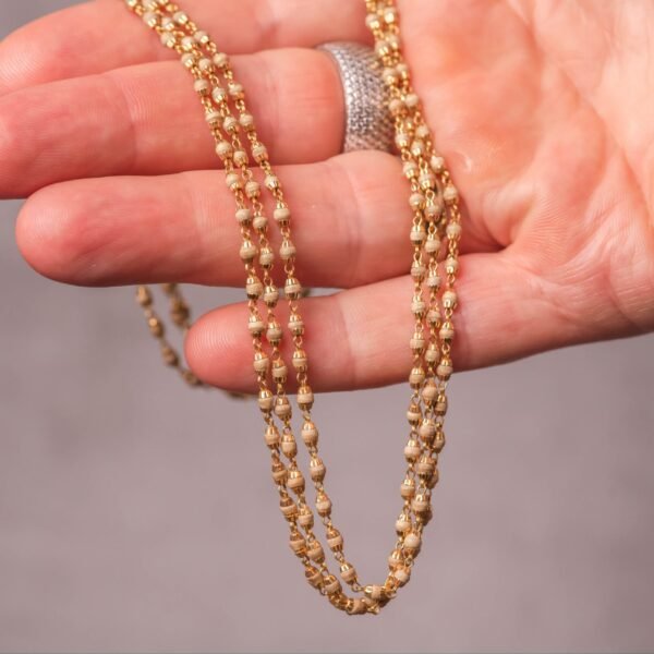 18K Gold Tulasi Kanthimala – 3 Round, 48 Inches | Sacred Tulasi Necklace