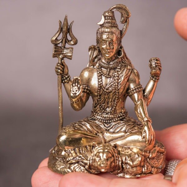 Lord Shiva Brass Statue – 3 Inch Hindu God Idol, Meditation Decor