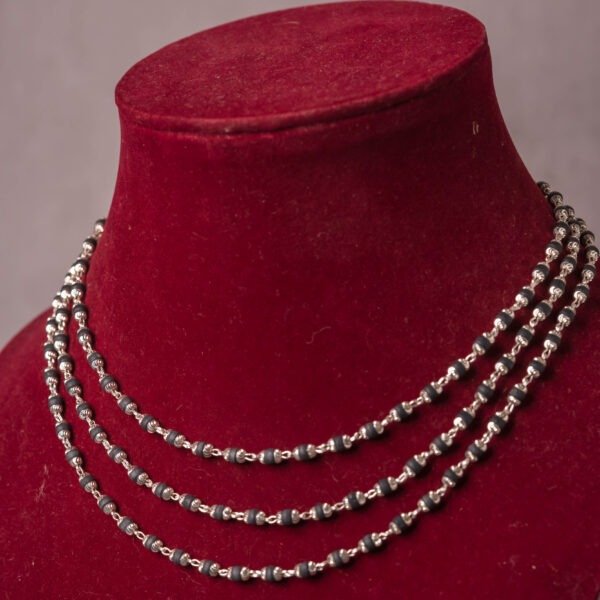Unisex Original Pure Silver Tulasi mala 3 round - Handmade tulsi kanthimala Hare Krishna mala.