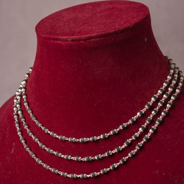 Unisex Original Pure Silver Tulasi mala 3 round - Handmade tulsi kanthimala Hare Krishna mala.