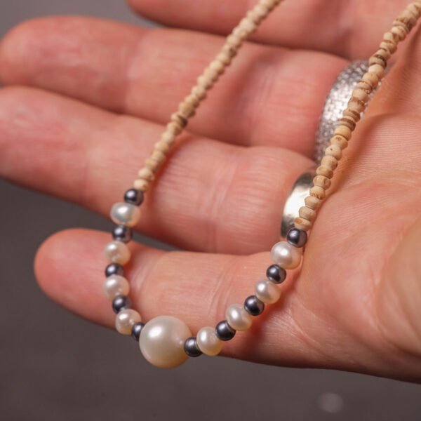 Pure Tulasi mala 1 round with Original pearl -Handmade tulsi kanthimala Hare Krishna mala.