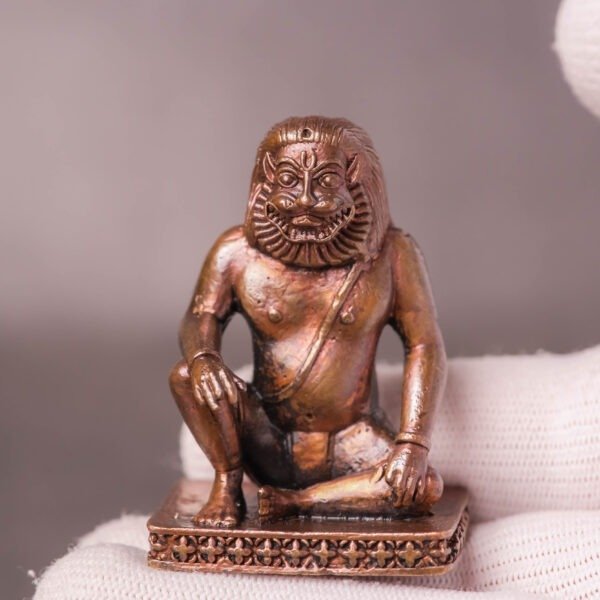 Copper Murti Yoga Nrisimhadev 2 inch, Hare Krishna, Spiritual Idol Krishna Avatara