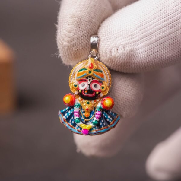 Sterling Silver Jagannath Pendant: Handmade Hare Krishna Necklace