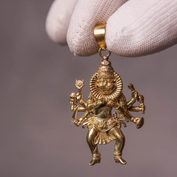 Narasimha Pendant 1.5 Inch, Panchaloha Necklace, Hindu Protection Amulet, Vishnu Avatar Jewelry