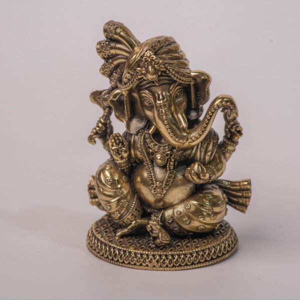 Brass Ganesha Statue 3 Inch, Ganesh Murti, Hindu Altar Decor