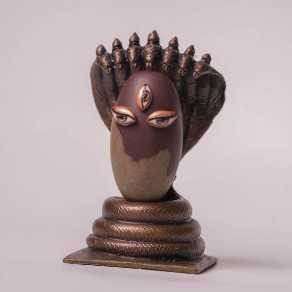 Shivalingam 2.5 Inch with Copper Asan Shesha Naga