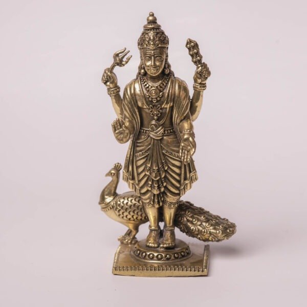 Murugan Brass Statue 6 Inch Hindu God Kartikeya Idol