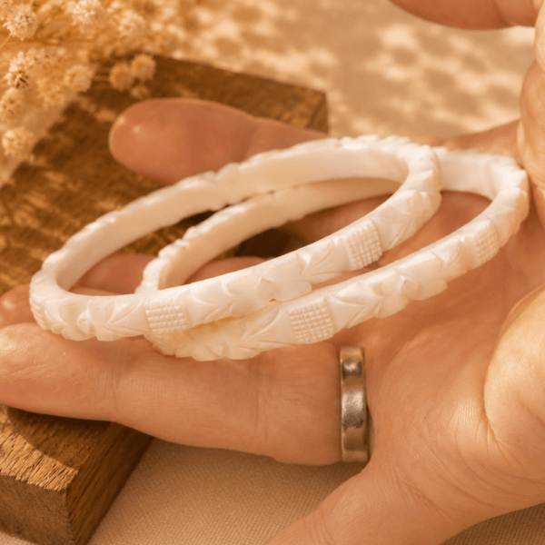 Original Conch Shell Pair Bracelets 2.27”, Traditional Shakha Bangles