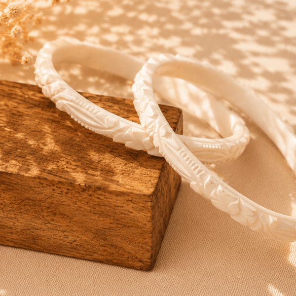 Original Conch Shell Pair Bracelets 2.33”, Traditional Shakha Bangles