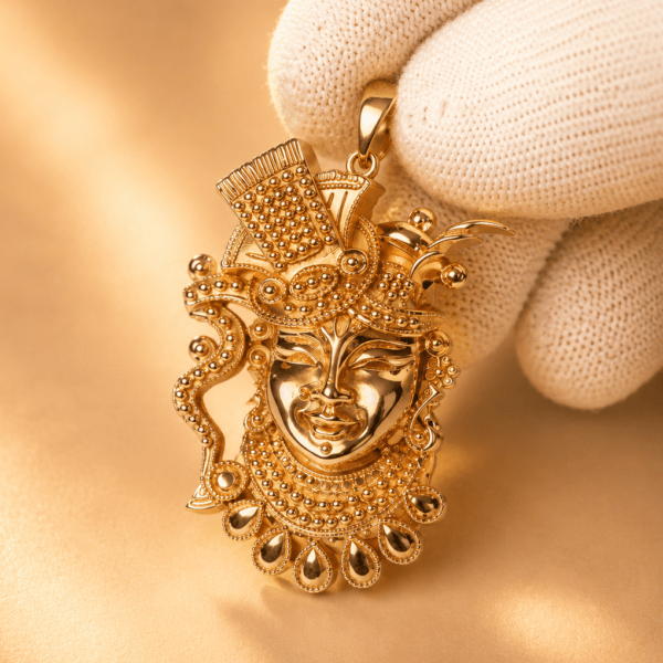 Panchaloha Sri Nathji Pendant, 2 Inch Krishna Devotional Charm