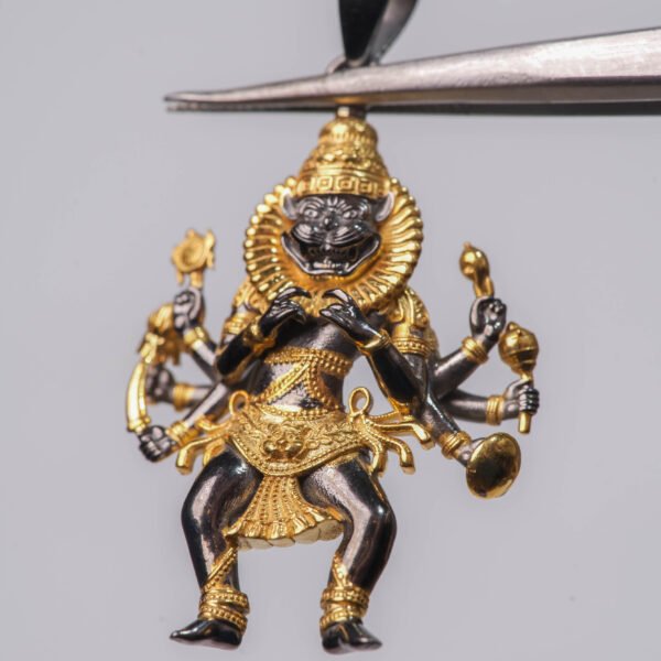 Narasimha Panchaloha Pendant 2 Inch, Black Rhodium
