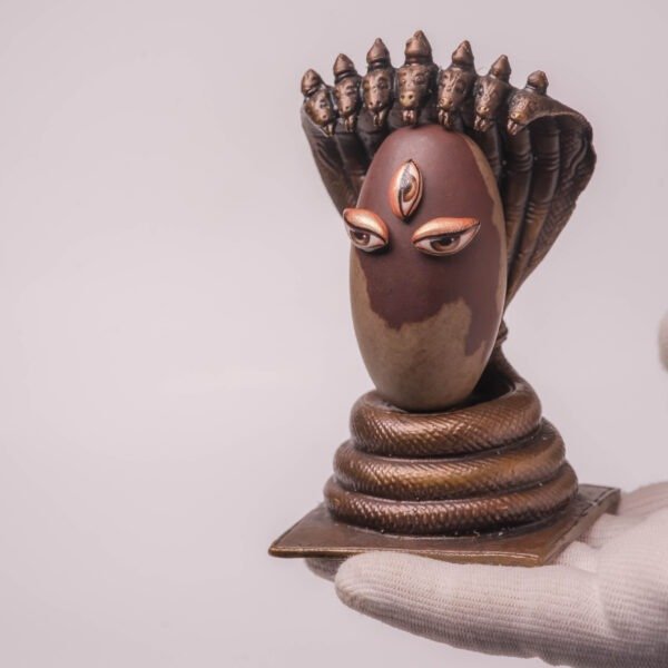 Shivalingam 2.5 Inch with Copper Asan Shesha Naga