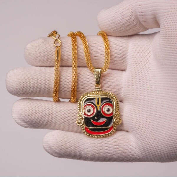 Jagannath Pendant Necklace Krishna Jewelry Gold Tone Chain