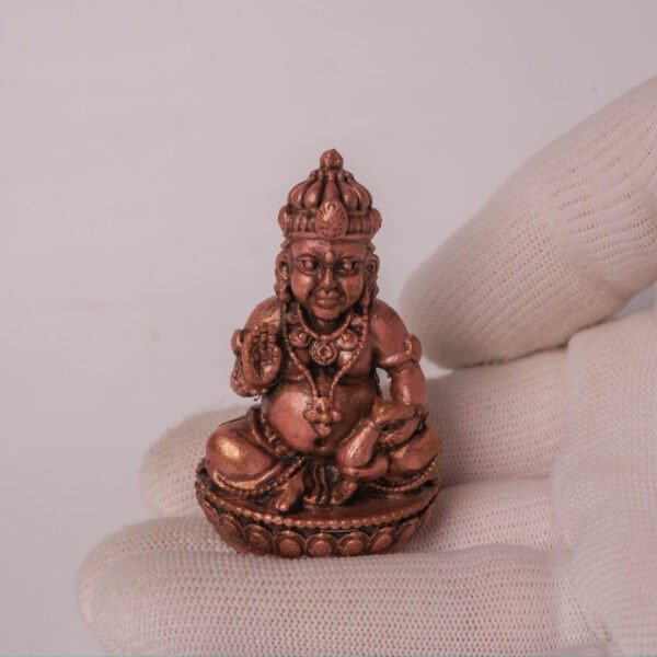 Copper Kubera Statue 2.17 Inches Handmade Hindu Wealth God Murti