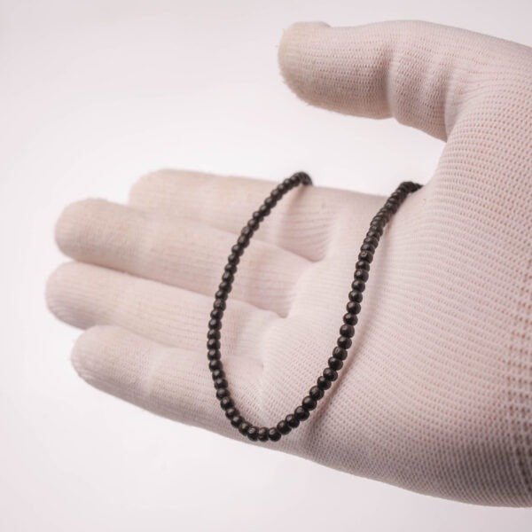 Tulasi Mala Necklace 16", Wooden Beads with Metal Spacers, Devotional Jewelry