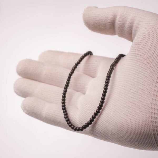 Tulasi Mala Necklace 16", Wooden Beads with Metal Spacers, Devotional Jewelry