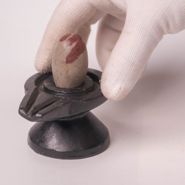 Shivalingam Natural Stone Shiva Lingam with Yoni Base – 1.5 Inch Lingam, 3.5 Inch Base