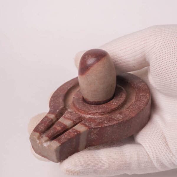 Shivalingam Natural Stone Shiva Lingam with Yoni Base – 1.5 Inch Lingam, 3.5 Inch Base