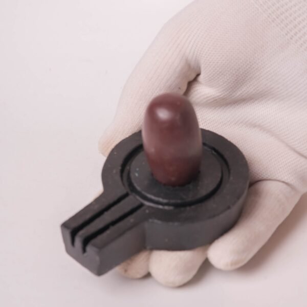 Shivalingam Natural Stone Shiva Lingam with Yoni Base – 1.5 Inch Lingam, 3.5 Inch Base