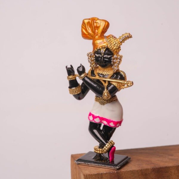 2.7” Silver Radha Raman Murti, Mini Krishna Deity Statue for Altar
