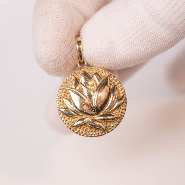 Panchaloha Lotus Pendant, Sacred Flower Charm, Spiritual Hindu Jewelry