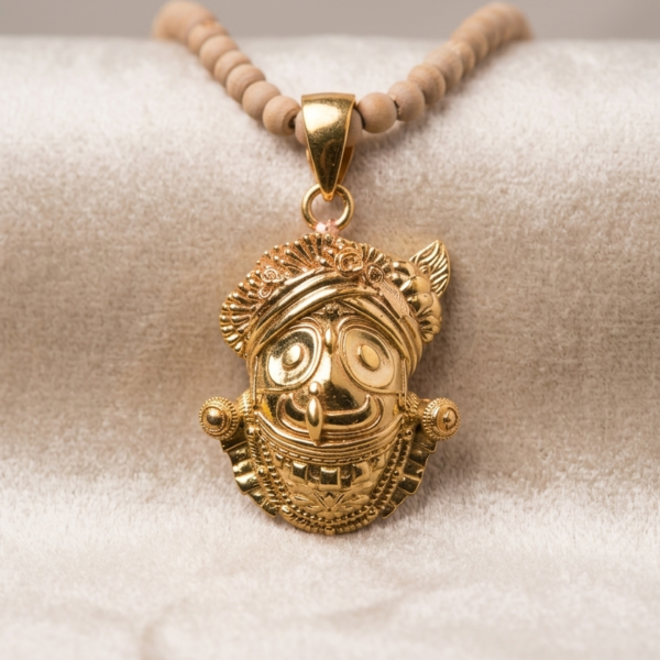 Panchaloha Jagannath Pendant with Tulasi Kanthimala Necklace