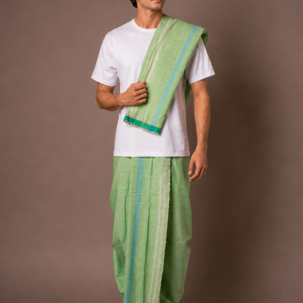 Vaishnava  Khadi Cotton Dhoti Chadar Set