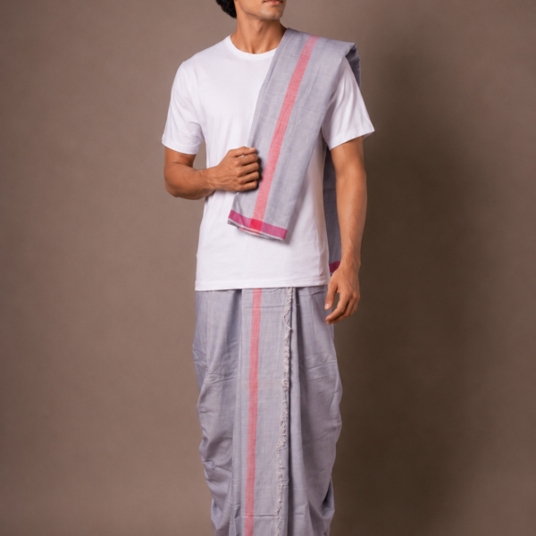 Vaishnava Khadi Cotton Dhoti-Chadar Set