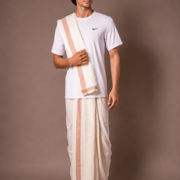 Vaishnava Cotton Khadi Dhoti Chadar Set | Traditional Hindu Devotee Clothing