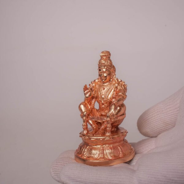 3" Lord Ayyappan Murti | Pure Bronze Ayyappa Swamy Statue | Handmade Hindu Idol