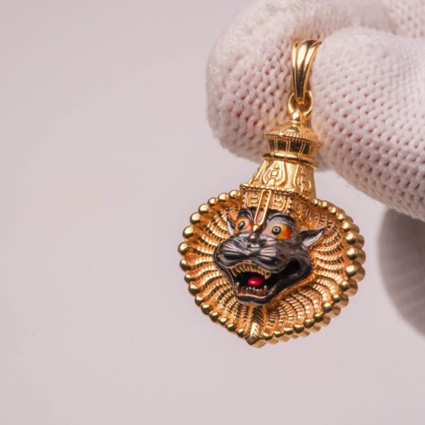 Lord Narasimhadev 10K Gold Pendant 1 Inch, Narasimha Pendant