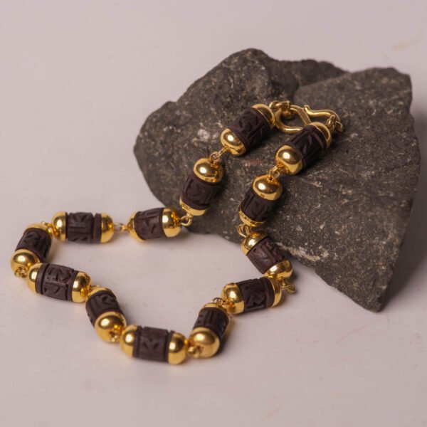 14K Gold Tulasi Bracelet 7.8 Inch, 5.9g Tulsi Bead Bracelet
