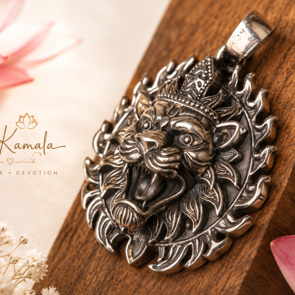 Silver Nrisimhadev Pendant 3.5 cm | Lord Narasimha Devotional Jewelry