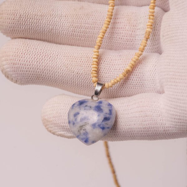 Tulasi Kanthi Mala with Genuine Sodalite Heart Pendant | 16" Handmade Tulsi Necklace | Natural Gemstone | Hare Krishna Devotional Jewelry