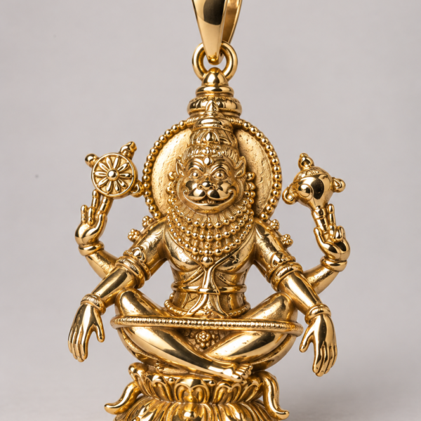 Yoga Nrisimhadev Panchaloha Pendant 1.4 x 1 Inch | Narasimha Meditation Pendant