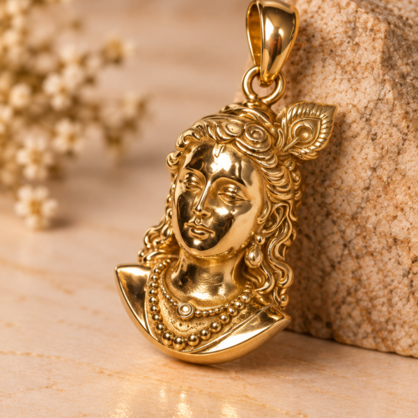 Krishna Panchaloha Pendant, 1.3 Inch Hindu Spiritual Jewelry
