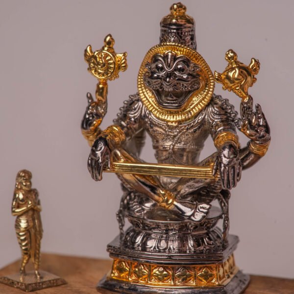 Nrisimhadev with Prahlad Murti 5 cm | Lord Narasimha & Prahlada Statue | Panchaloha  Deity