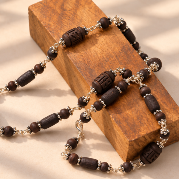Tulasi Mala, 18 Inch Tulsi Necklace, Natural Tulasi Beads, Vaishnava Jewelry