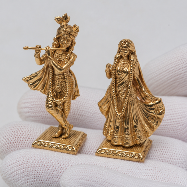 Radha Krishna Panchaloha Murti, 1.8 Inch Hindu Deity Statue
