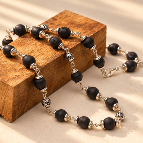Tulasi Mala, 18 Inch Tulsi Necklace, Natural Tulasi Beads, Vaishnava Jewelry