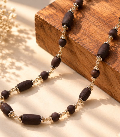 18-inch natural Tulasi bead necklace